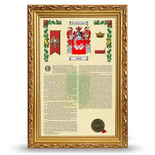 Lessis Armorial History Framed - Gold