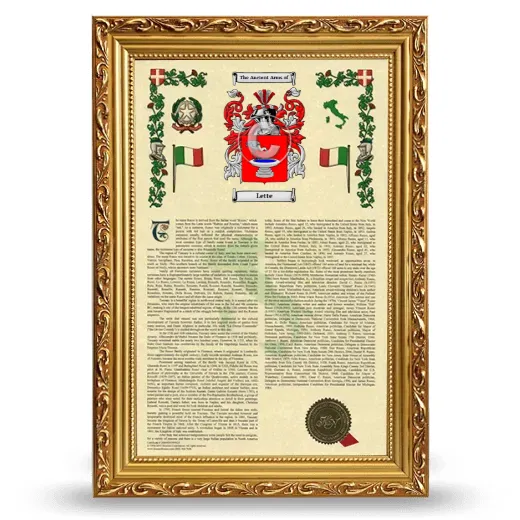 Lette Armorial History Framed - Gold
