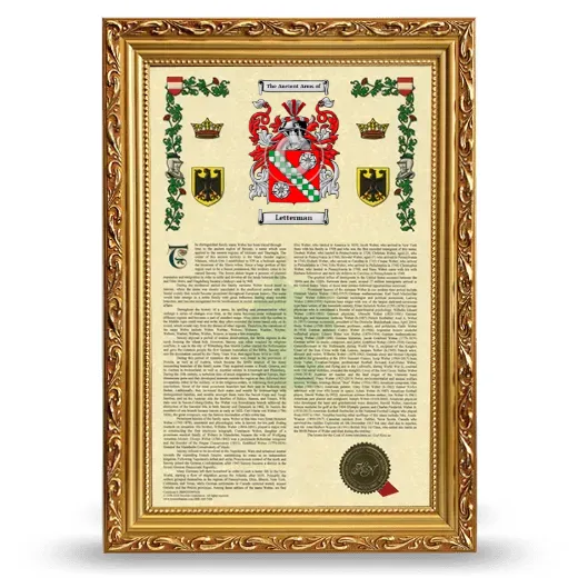 Letterman Armorial History Framed - Gold