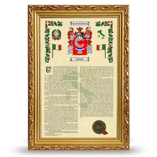 Lettieri Armorial History Framed - Gold
