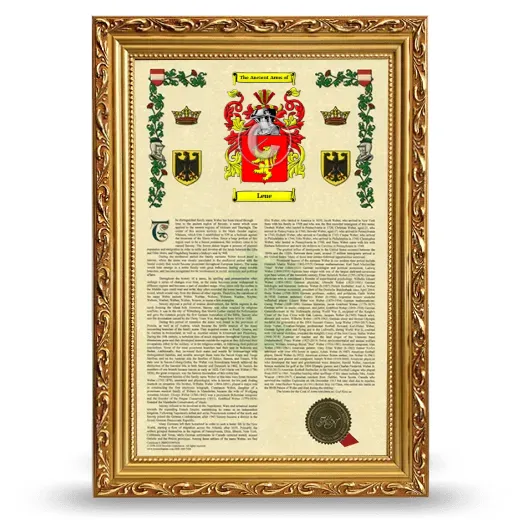 Leue Armorial History Framed - Gold