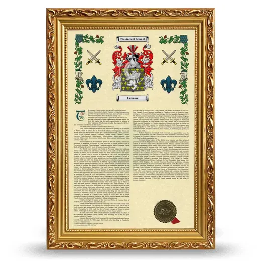 Levans Armorial History Framed - Gold