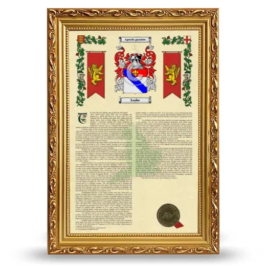 Leyke Armorial History Framed - Gold