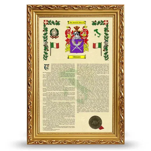 Liberato Armorial History Framed - Gold