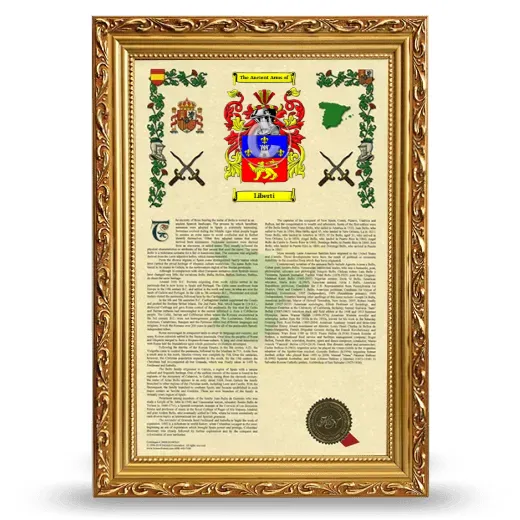Liberti Armorial History Framed - Gold