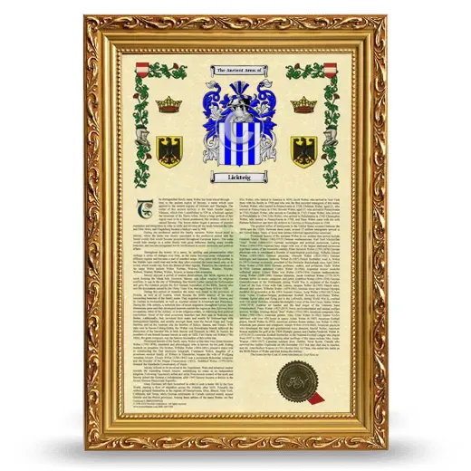 Lickteig Armorial History Framed - Gold