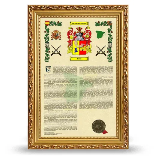 Lillo Armorial History Framed - Gold