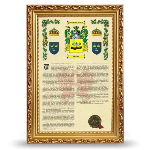 Lindén Armorial History Framed - Gold