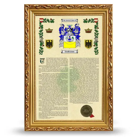 Lindenman Armorial History Framed - Gold