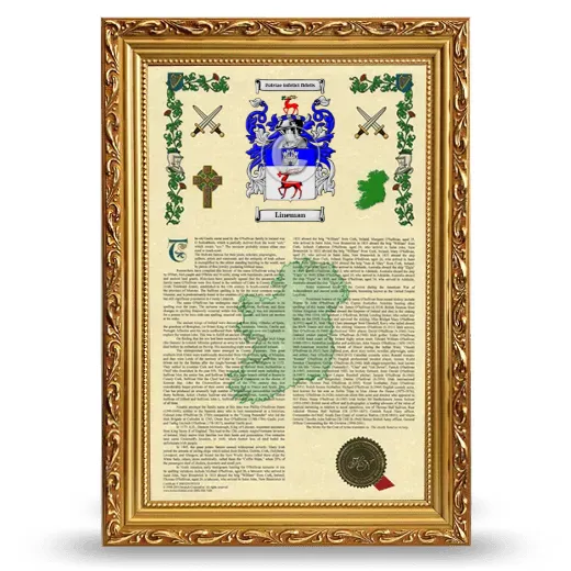 Lineman Armorial History Framed - Gold