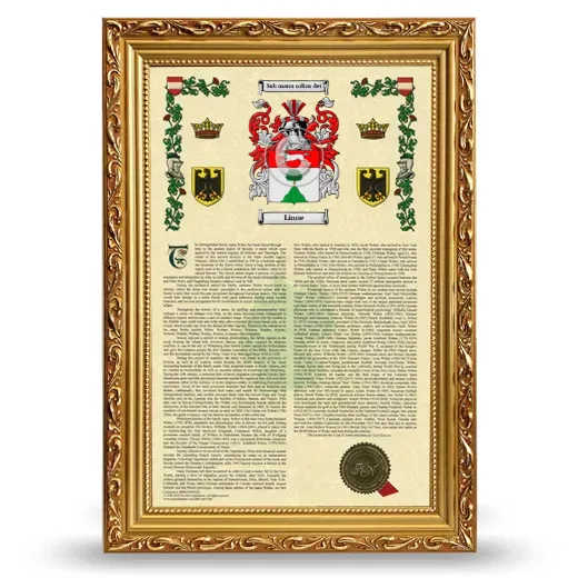 Linne Armorial History Framed - Gold