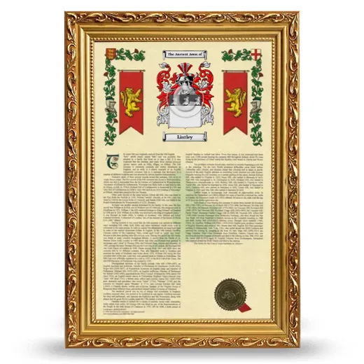 Lintley Armorial History Framed - Gold