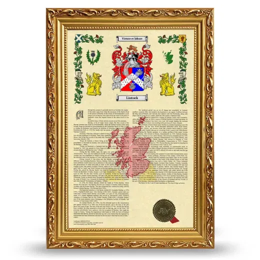 Lintock Armorial History Framed - Gold