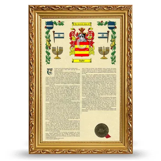 Lipke Armorial History Framed - Gold