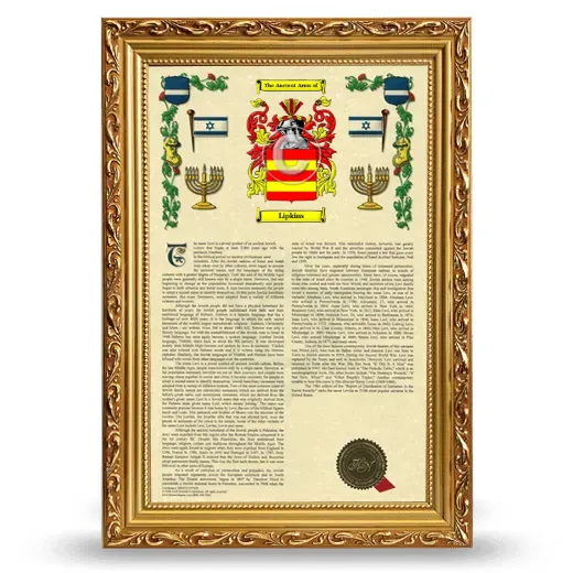 Lipkins Armorial History Framed - Gold