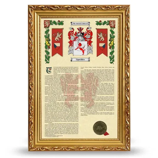 Lipschitz Armorial History Framed - Gold