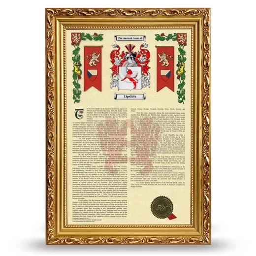 Lipshits Armorial History Framed - Gold