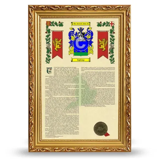 Liptrap Armorial History Framed - Gold