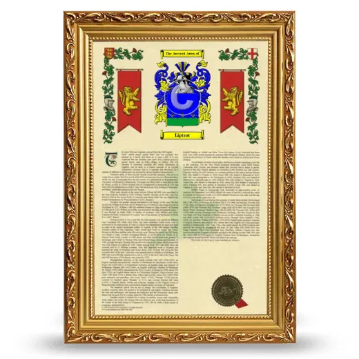 Liptrot Armorial History Framed - Gold
