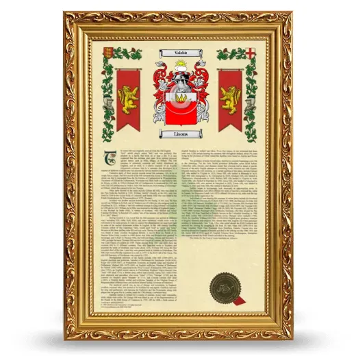Lisons Armorial History Framed - Gold