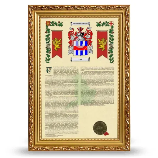 Liss Armorial History Framed - Gold