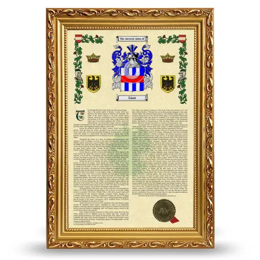 Lisst Armorial History Framed - Gold