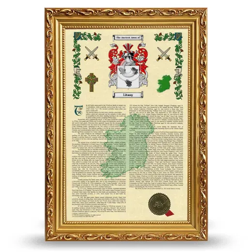 Litany Armorial History Framed - Gold