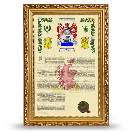 Lithgo Armorial History Framed - Gold
