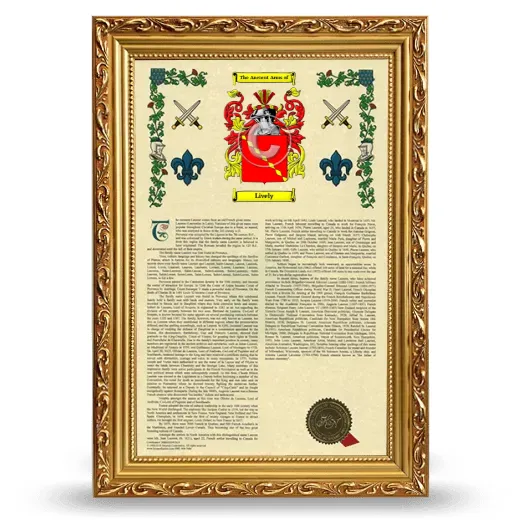 Lively Armorial History Framed - Gold