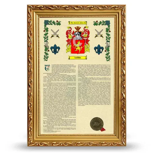 Lobbin Armorial History Framed - Gold