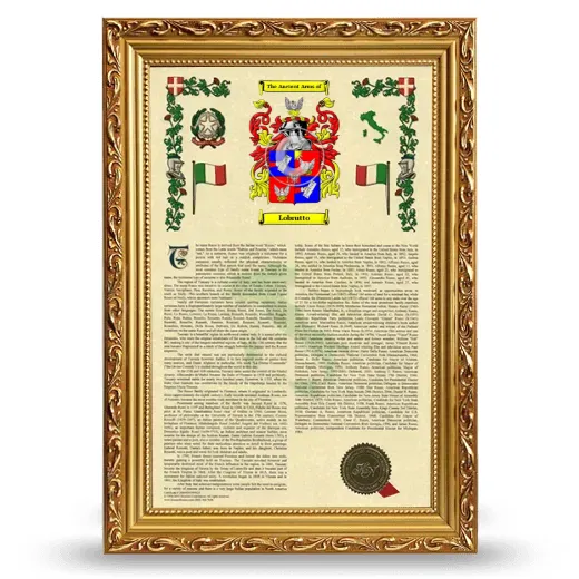 Lobrutto Armorial History Framed - Gold