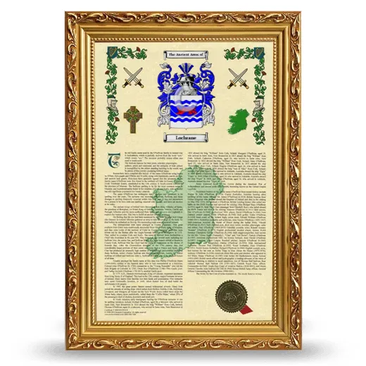 Lochrane Armorial History Framed - Gold