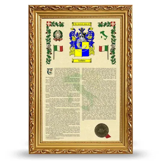 Lodato Armorial History Framed - Gold