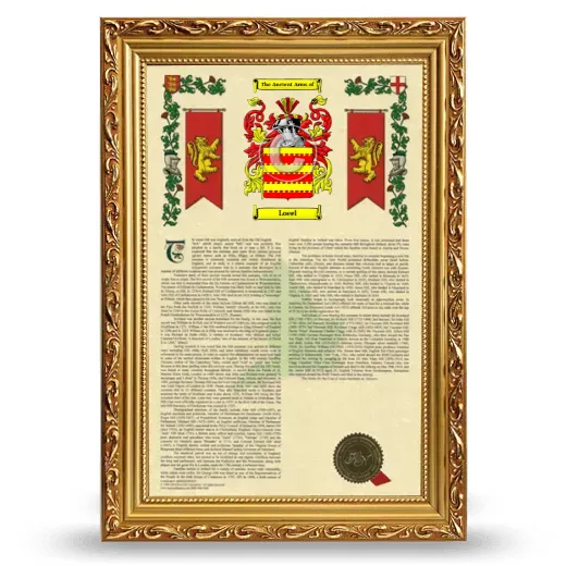Loeel Armorial History Framed - Gold
