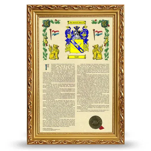 Loet Armorial History Framed - Gold