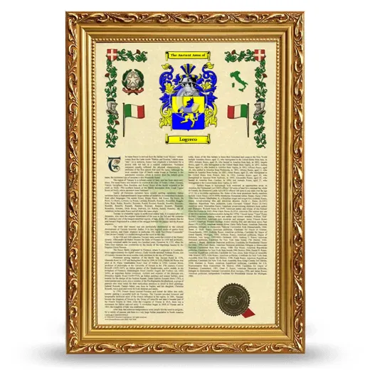Logreco Armorial History Framed - Gold