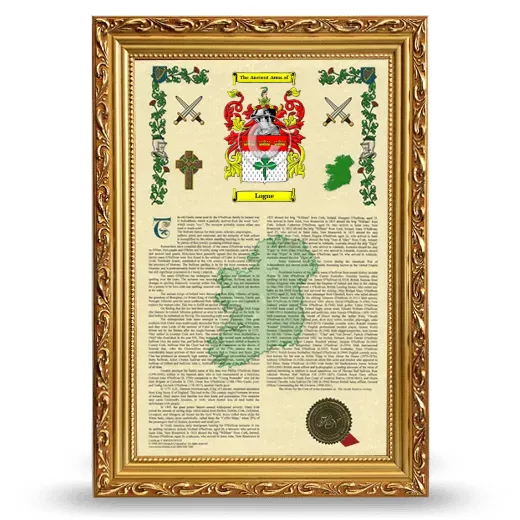 Logue Armorial History Framed - Gold