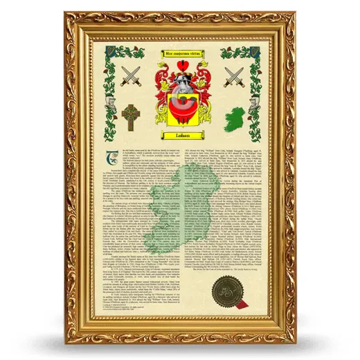 Lohan Armorial History Framed - Gold