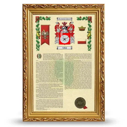 Lokaj Armorial History Framed - Gold