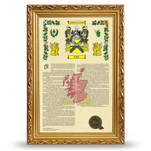 Lokes Armorial History Framed - Gold