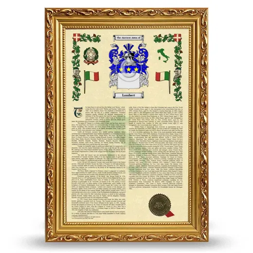 Lombert Armorial History Framed - Gold