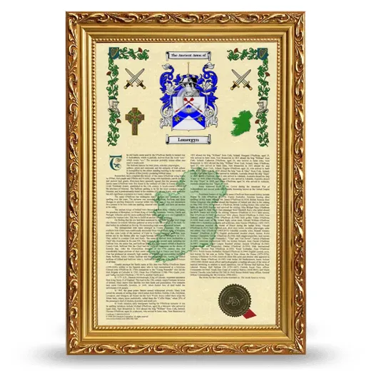 Lonergyn Armorial History Framed - Gold
