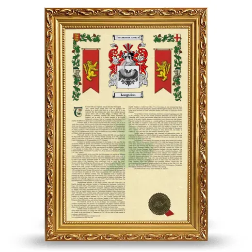 Longsdon Armorial History Framed - Gold