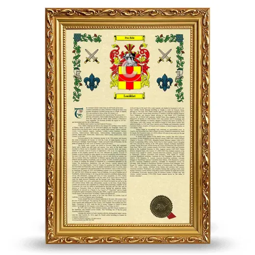 Lorddat Armorial History Framed - Gold
