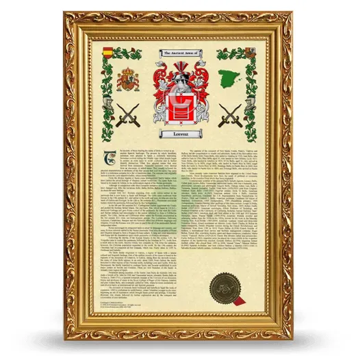 Lorenz Armorial History Framed - Gold