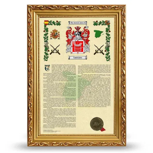 Lorenzen Armorial History Framed - Gold