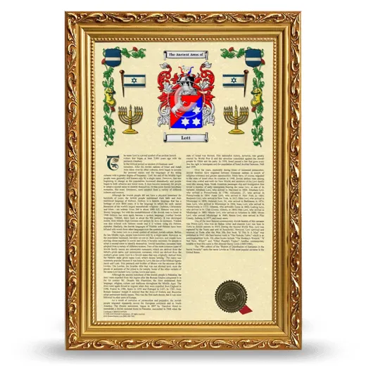 Lott Armorial History Framed - Gold