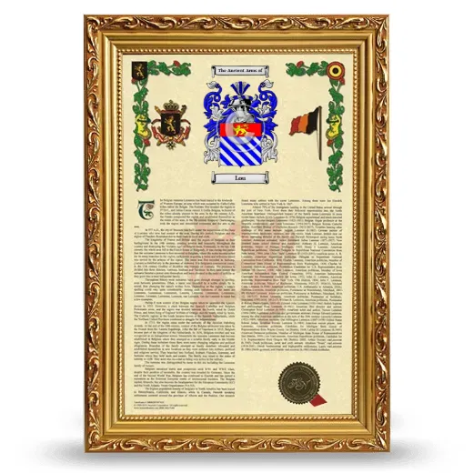 Lou Armorial History Framed - Gold