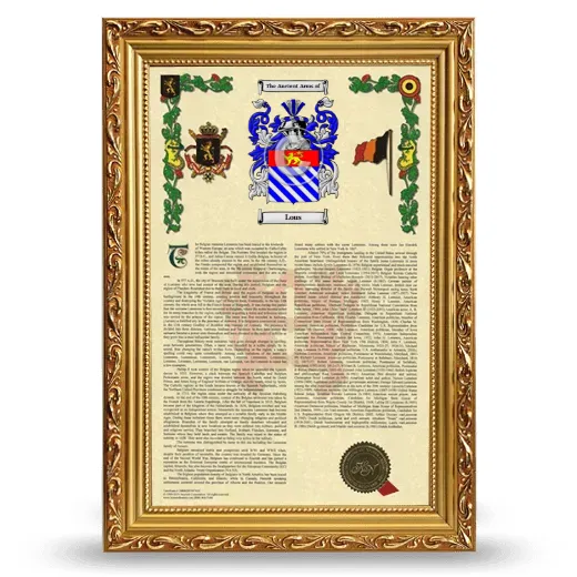 Lous Armorial History Framed - Gold