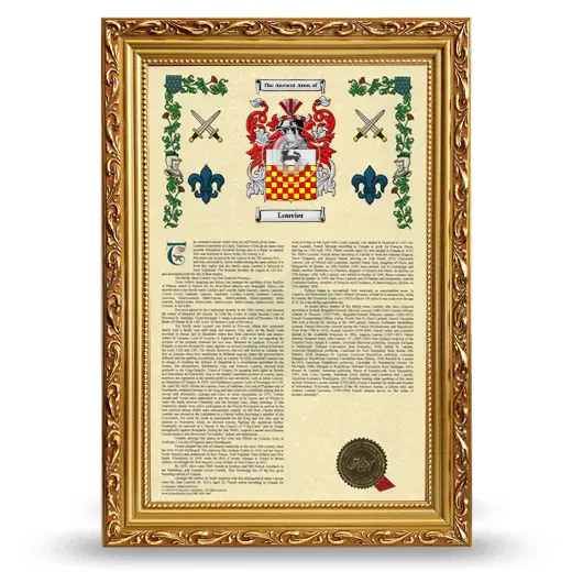 Louvier Armorial History Framed - Gold
